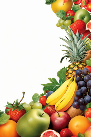 Fruit background with copy space for your text. Top view.の素材