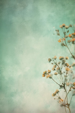 Vintage flowers on grunge background with space for text or imageの素材