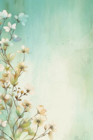 Grunge background with watercolor flowers. Pastel colors.の素材