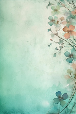 Watercolor floral background with flowers and leaves in pastel colors.の素材