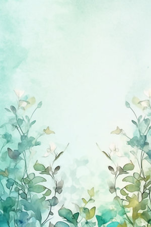 Watercolor floral background. Watercolor flowers and leaves. Pastel colors.の素材