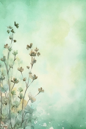 Watercolor floral background with space for text. Hand drawn illustration.の素材