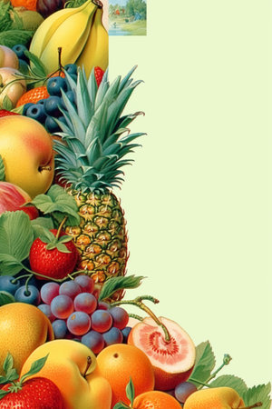Fruit background with space for your text. Healthy food concept.の素材