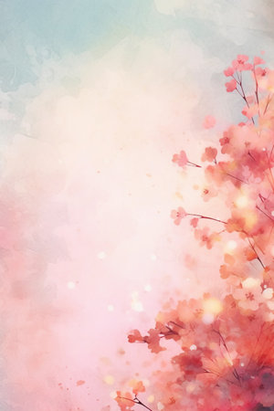 Watercolor cherry blossom background. Watercolor illustration for your design.の素材