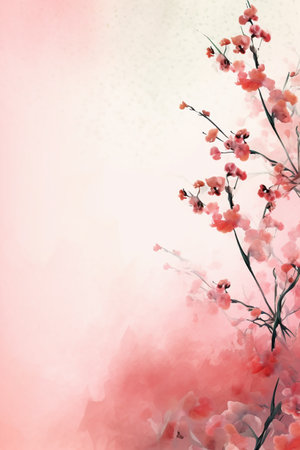 Spring blossom background. Watercolor illustration of cherry blossom.の素材