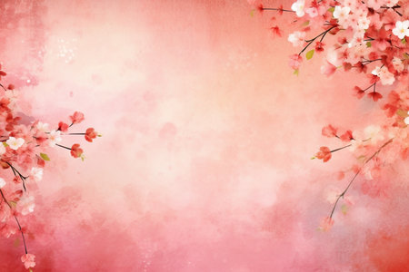 Cherry blossom spring watercolor background. Japanese paper background.の素材