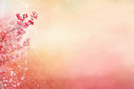 Blossoming branch of sakura on abstract background with bokeh effectの素材