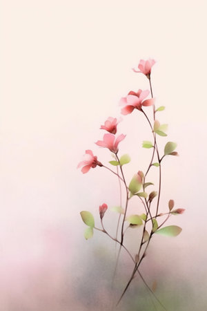 pink flowers on pastel background, soft color and blur styleの素材