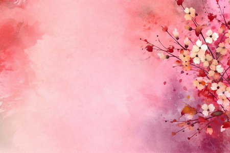 Watercolor cherry blossom background. Hand painted watercolor illustration.の素材