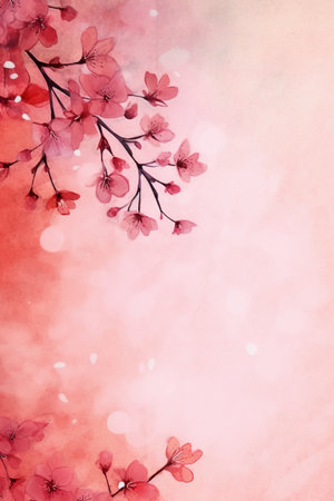 Watercolor cherry blossom background. Japanese cherry blossom background.の素材