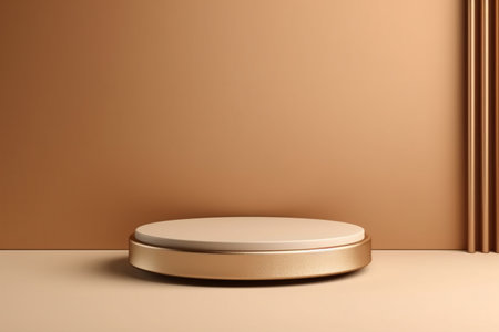 3d rendering of golden podium for product presentation in minimal style.の素材
