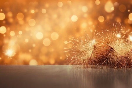 Fireworks on bokeh background, celebration and New Year conceptの素材