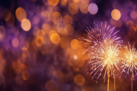 Colorful fireworks with bokeh background,celebration conceptの素材