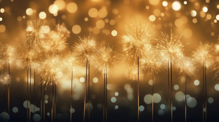 Beautiful fireworks with bokeh background for new year celebration.の素材