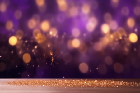 background of abstract glitter lights. gold and purple. de-focusedの素材