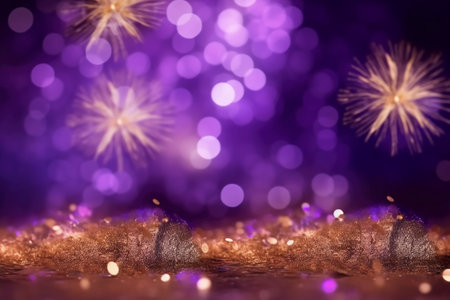 Colorful fireworks with bokeh background. New Year and Christmasの素材
