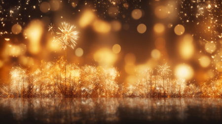 Fireworks in the night forest. New Year and Christmas concept.の素材