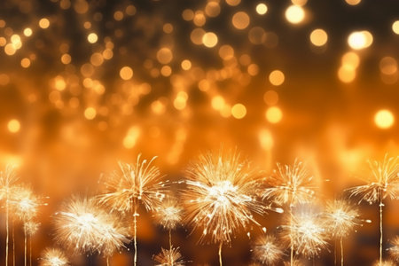 Fireworks with bokeh background for celebration new year and merry christmasの素材