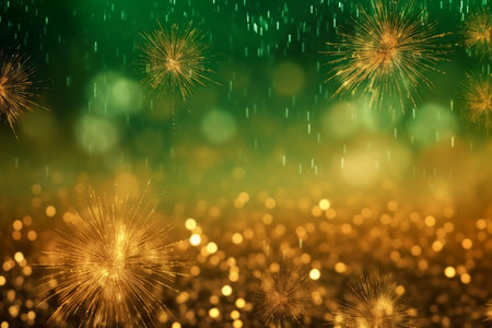 Colorful fireworks with bokeh background. New Year celebration.の素材