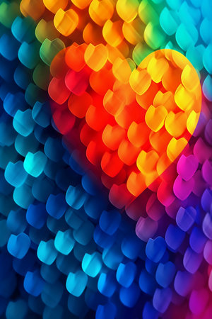 Colorful heart bokeh background for valentine's dayの素材