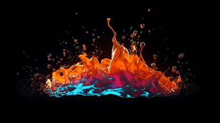 Fire flames isolated on black background. 3d rendering, 3d illustration.の素材
