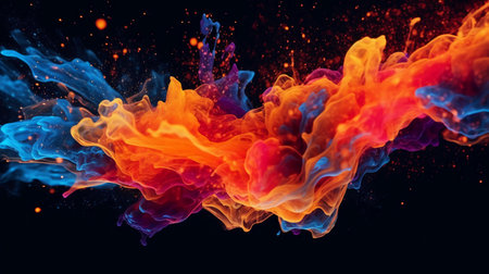 Colorful ink in water on a black background. Abstract background.の素材