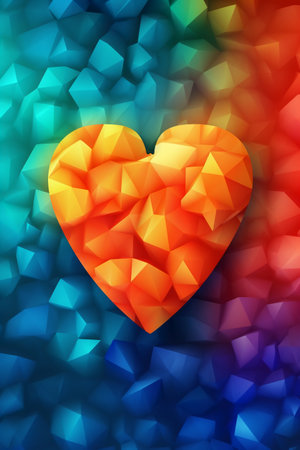 abstract polygonal heart on a multicolored background, vector illustrationの素材