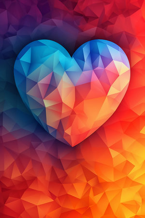 Abstract polygonal background with heart. Vector illustration for your designの素材