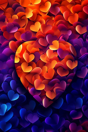 Valentine's day background with colorful hearts. Vector illustration.の素材