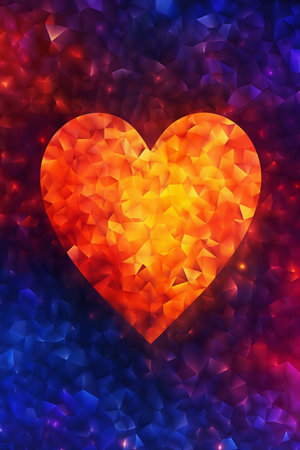 Colorful polygonal heart background. Vector illustration. Eps 10の素材