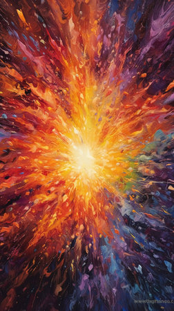 Abstract colorful watercolor background. Digital art painting. Color explosion.の素材