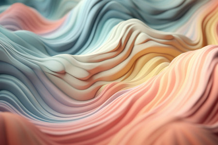 3d rendering of abstract wavy background. Multicolored wavy pattern.の素材