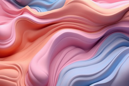3d render, abstract background with smooth wavy lines in pink and blue colorsの素材