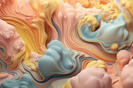 3d render, abstract background, multi-colored waves in the waterの素材