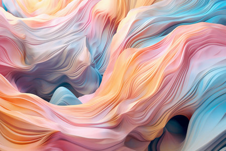 Abstract background of the colorful flowing fabric. 3d rendering, 3d illustration.の素材