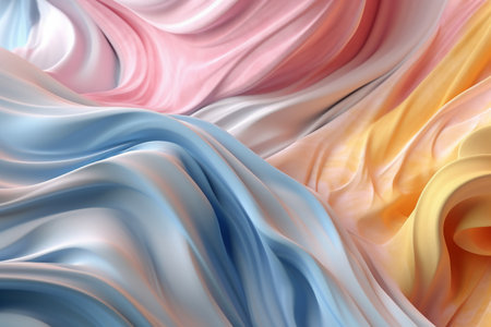 abstract background of colored silk or satin fabric with some smooth folds in itの素材