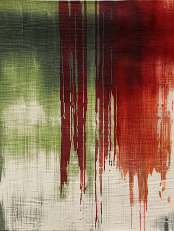 abstract red and green background with grunge brush strokes on canvasの素材