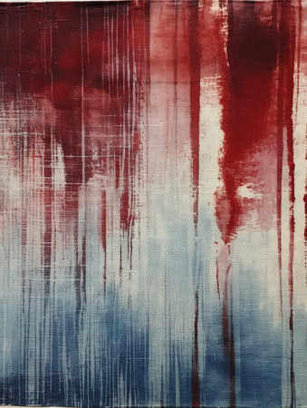 abstract grunge background - red, blue and white stripes on canvasの素材