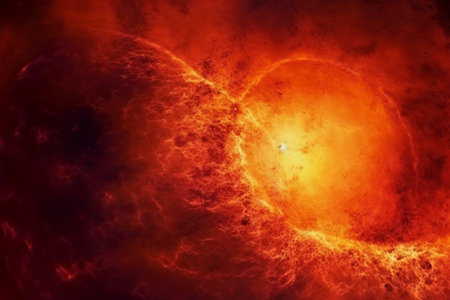 Solar System - Sun and galaxy, science fiction wallpaper. Beauty of deep space.の素材