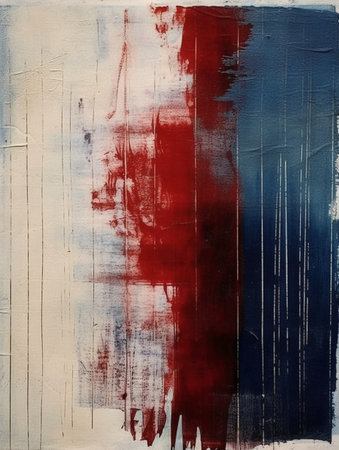 Old grunge background with a brushstrokes of red and blue paintの素材