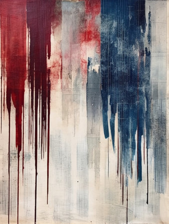 abstract background painting with red, blue and white colors on canvasの素材