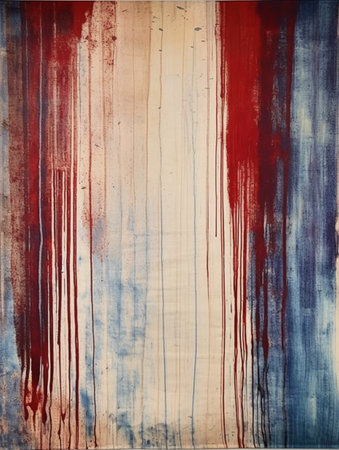 abstract background - red, blue and white stripes on old paperの素材