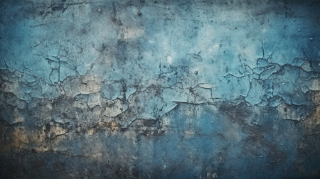 Blue grunge background. Texture of old blue concrete wall with cracks.の素材