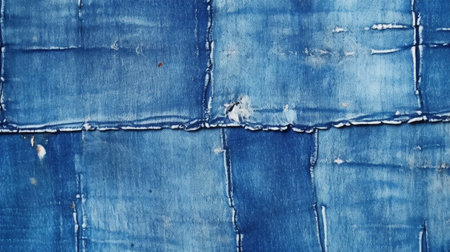 Blue jeans background with some damage on it. Abstract background and texture for design.の素材