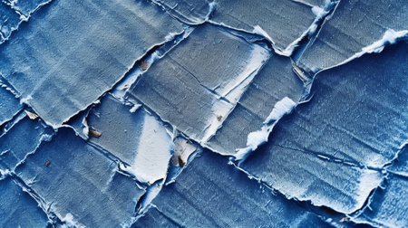 Piece of torn paper on a blue background. Toned.の素材