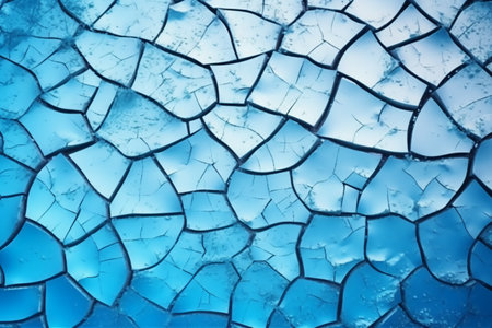 Cracked glass texture background. Blue cracked surface. Abstract background.の素材