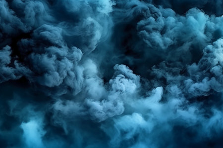 Blue cloud of smoke on a black background. Close-up.の素材