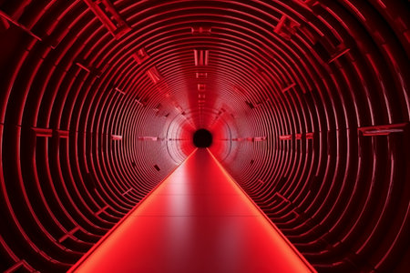 3d rendering. Futuristic tunnel with glowing lights. Futuristic background.の素材