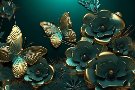 3d illustration of abstract geometric composition,floral background,digital art works.の素材