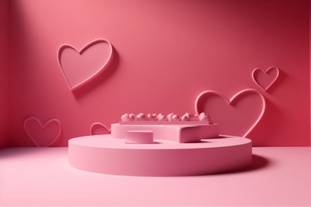 3d render of valentine's day background with pink podiumの素材